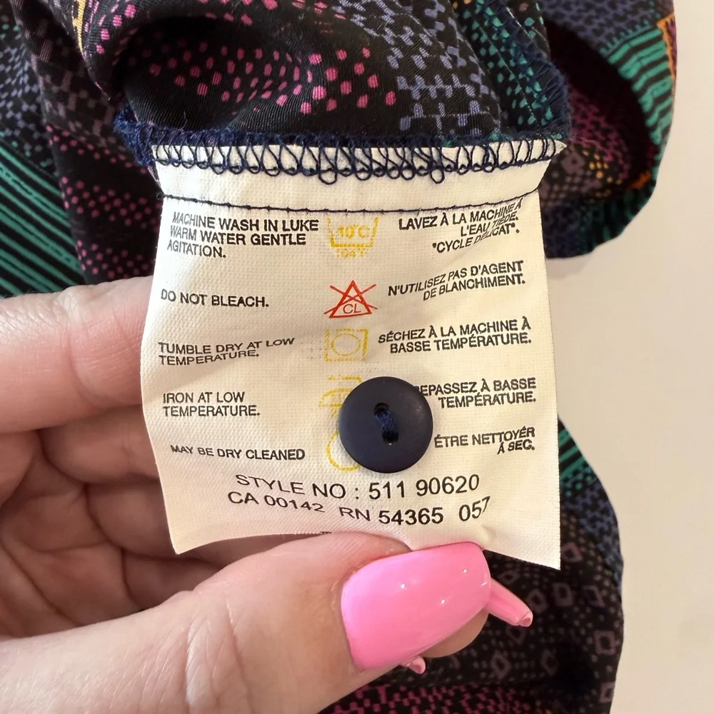 Alia Patchwork Geometric Button Down Size 16 Abstract 90s Vintage Grunge Indie - Picture 9 of 9